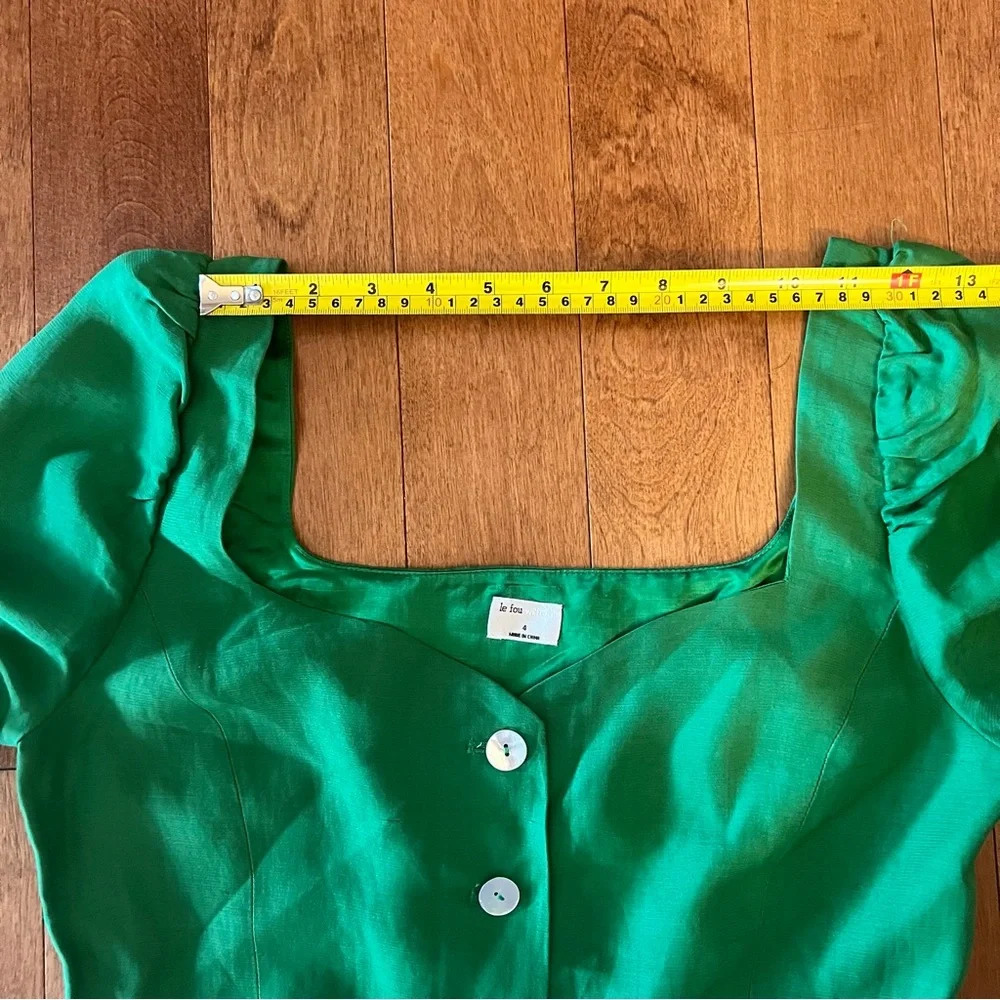 Aritzia Le Fou Wilfred NWOT Michalina Green Dress  Linen Blend Size 4 - Picture 16 of 17